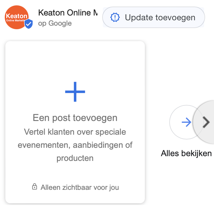 keatonhelpt's tweet photo. @GregGifford @TheSocialDude You may already have found it, but there is a 1-click solution to getting to all the Google posts options. Just click on updates in the GMB profile itself. https://t.co/TVD3Oz8tDA