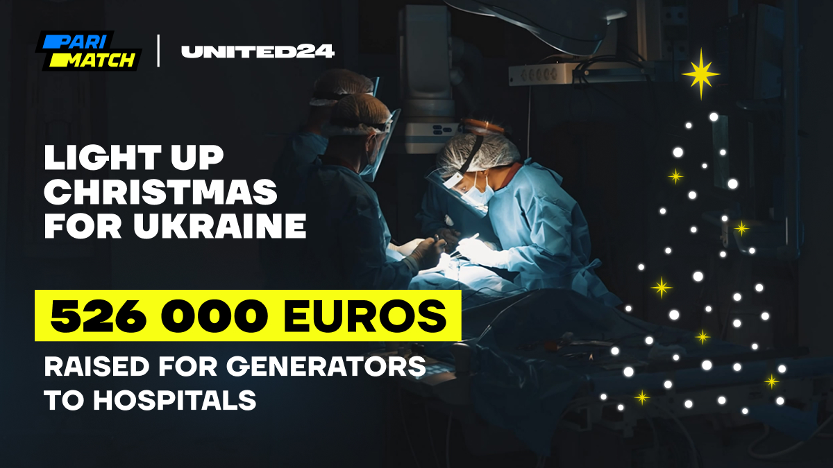 U24_gov_ua's tweet photo. 500,000+ euros was raised by @parimatch_ua on Christmas Eve as part of the #united24 fundraiser for generators. 
The company's partners, sports stars and people worldwide joined the Light Up Christmas for Ukrainians fundraiser. Thank you for the support: https://t.co/XLrjKL6pNt https://t.co/6g2O9M3KyB
