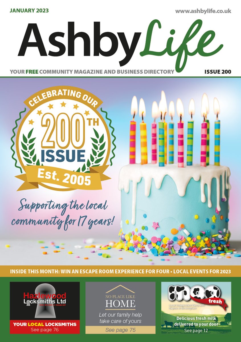 Our January issue is out now and we celebrate our 200th issue!!! We also look forward to key 2023 local events &amp; have a fantastic competition to win an escape room experience for 4. See ashbylife.co.uk/magazines/