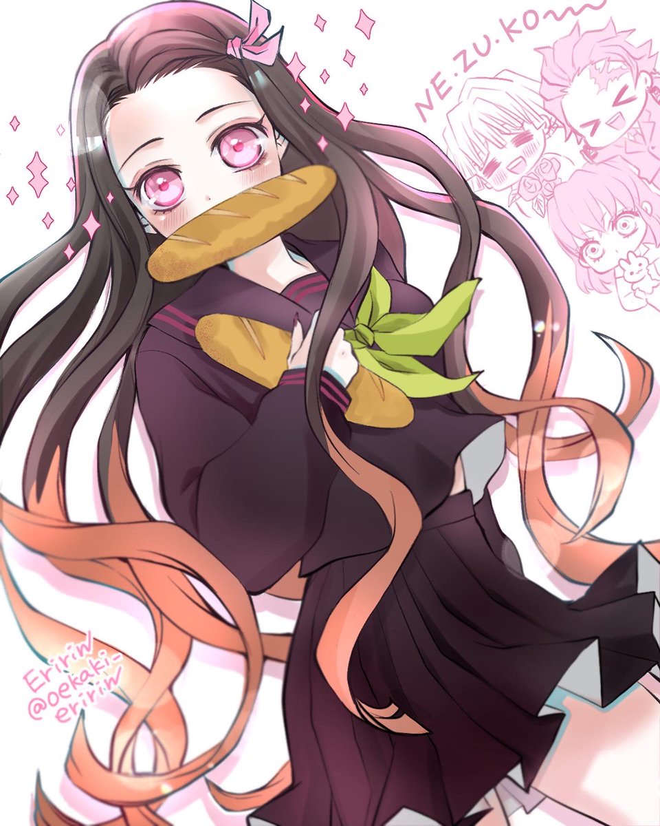 えりりん（滝永エリナ）さんがTwitterに投稿した竈門禰豆子(鬼滅の刃)のイラスト。