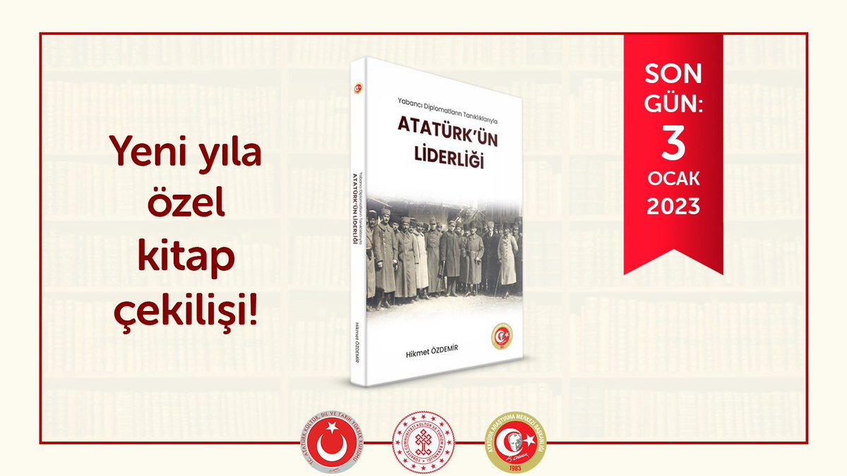 📢Atatürk Araştırma Merkezi Başkanlığı olarak yeni yıla özel çekiliş düzenliyoruz. 
📢Görselde yer alan eseri 23 takipçimize hediye ediyoruz.
Katılım şartları👇
❗️Sayfamızı takip etmek.
❗️Gönderiyi RT etmek.
❗️Sonuçlar 3 Ocakta açıklanacaktır.