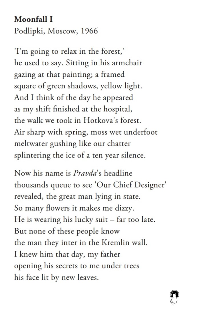 #OnThisDay in 1966, Sergei Korolev died during a routine operation.

After his death, Pravda unmasked the anonymous Chief Designer and Brezhnev ordered a state funeral for him. 

@siobsi's #DesertMoonfire poem 'Moonfall I' is told from the perspective of his daughter, Natasha.