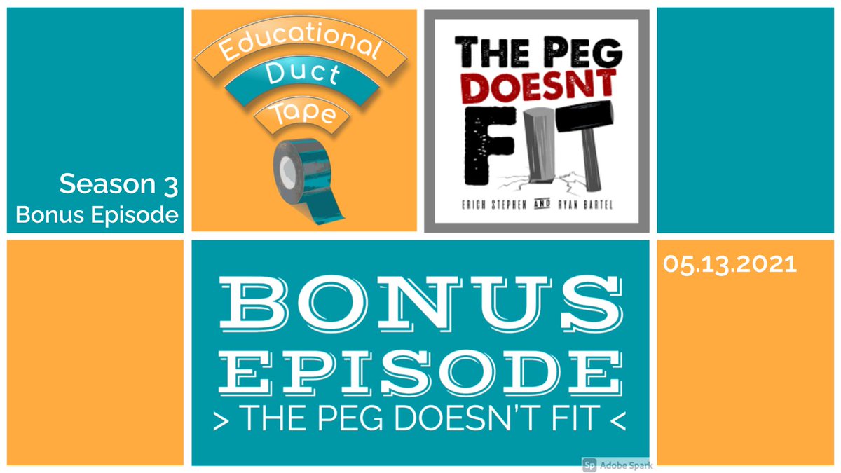JakeMillerEdu's tweet photo. Tune in for this #EduDuctTape Bonus Episode to hear me joining @erichjstephen and @RyanDBartel1 on their @thepegdoesntfit podcast to talk about #EdTech, what I learned from my teaching➡️coaching➡️teaching transition, supporting innovative teachers + more!

https://t.co/Km8P6G6EUx https://t.co/P921aHvdgd