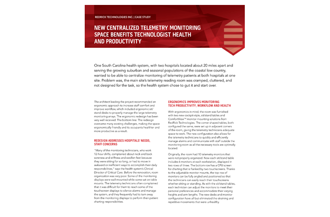 RedRickTech's tweet photo. In this #casestudy, we look at how a South Carolina health system, with two hospitals 20 miles apart, improved their centralized #telemetry monitoring space to improve technologist health and productivity. Download: https://t.co/UQk9Lvtoda #healthtech #patientmonitoring https://t.co/CxBg79oNIO