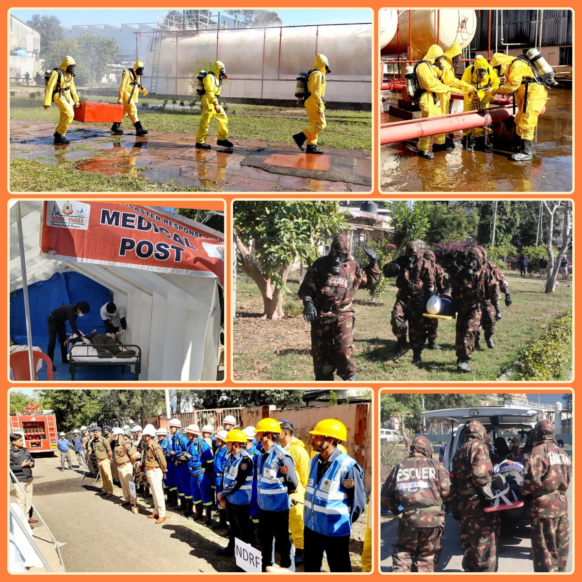 11NDRF's tweet photo. #DisasterPreparedness

@11NDRF_VARANASI 
🔸Participated in a #JointMockExercise on CBRN Scenario.
🔸With CISF Unit, BHEL employee's &amp; various stakeholders 
🔸At Bharat Heavy Electricals Limited #Bhopal (M.P).
#BePrepared #BeSafe
#NDRF4U🇮🇳
@NDRFHQ
@ManojKu21690089
@CollectorBhopal https://t.co/o803DcGypn