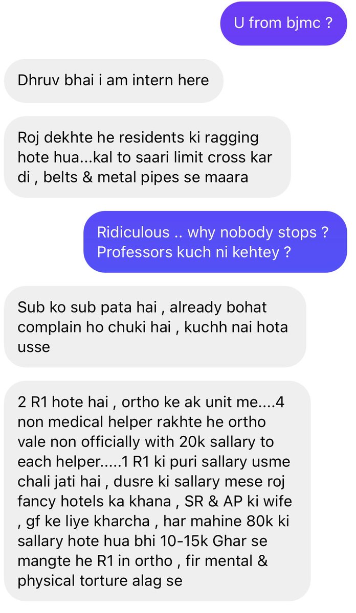 Horrible state of Resident doctors in BJMC 
R1 from BJMC kindly bring this issue in front of IMA HQs / <a href="/FordaIndia/">FORDA INDIA</a> if your college authority doesn’t help you !!

Don’t live with this insult and brutality just for the sake of a degree and allowing ongoing culture of ragging !!