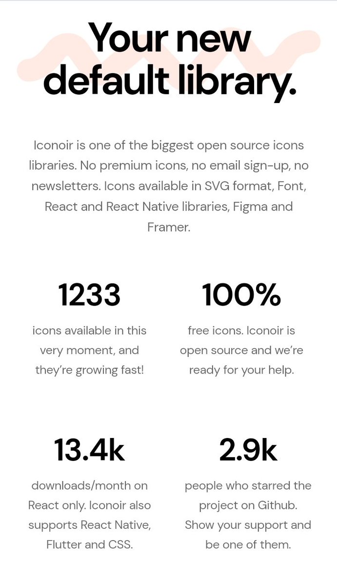 guillaume_rygn's tweet image. J'ai trouvé une library d'icône GRATUITE sans icone premium, souscription ou autre ! 🤯
+1200 icônes pour des projets en React, React Native, etc! Le site c'est iconoir.com ! On peut soit les télécharger soit utiliser le package npm ! ça va remplacer mon Fontawesome!