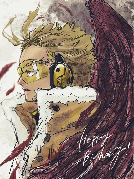 ホークスおたおめイラスト過去のラフを着色した#ホークス誕生祭2022 
