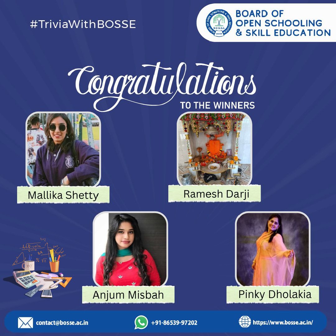 BosseSikkim's tweet photo. Thanks to all those who participated in our #TriviaWithBOSSE contest and made it a grand success!
Heartiest congratulations to the winners of the contest - Anjum Misbah, @Asha28066024 @jayshreemehta83 @shetty_mallika_ @NiharikaMajumd4 @PinkyDholakia Ramesh Darji, @im__vakil https://t.co/eLM6YwcNEI