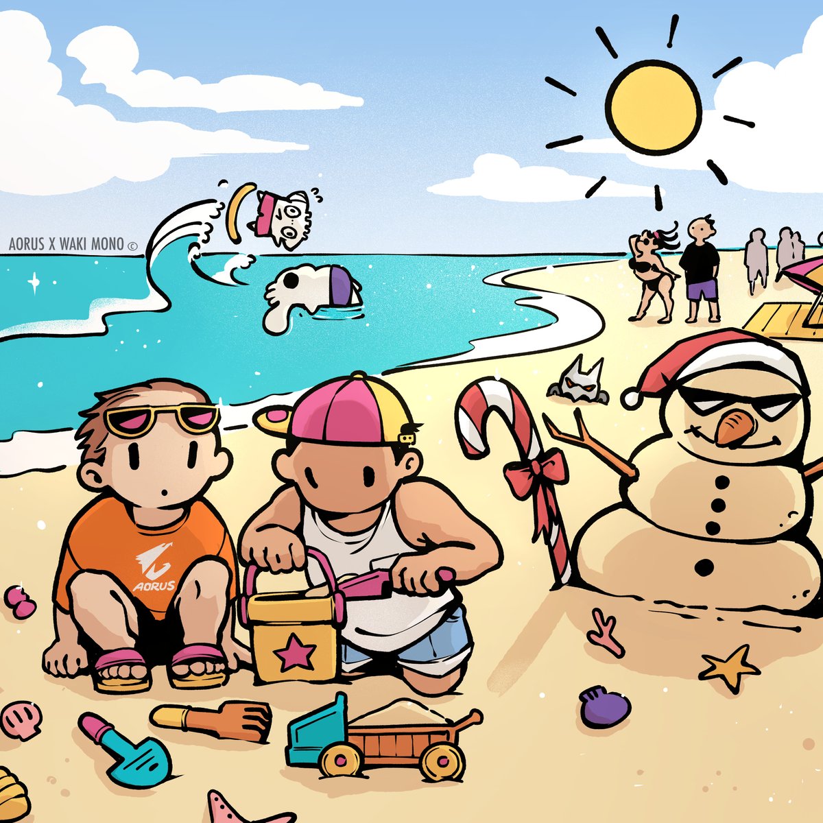 GIGABYTE_DE's tweet photo. Auf in die südliche Hemisphäre! Genießt das Sonnenbad im Dezember LOL🏄 Hey, ist das Sliver CHIBI?👀

How to Win: https://t.co/KMYrqOu2cq

🎨 AORUS X WAKI MONO
#AORUS #GIGABYTE #BeWithAORUS
#AORUSXmas #CHIBI #HappyHoliday #Xmas #TeamUpFightOn https://t.co/Hnb7xMrKb3