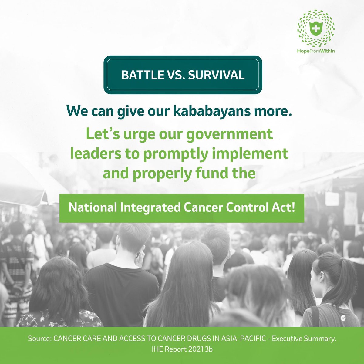 Let’s keep the #HopeFromWithin alive and support  the full implementation of the the  National Integrated Cancer Control Act, so that gap between the battle and survival may decrease. bit.ly/3teZYct 

#niccaph
#helpeasetheburden