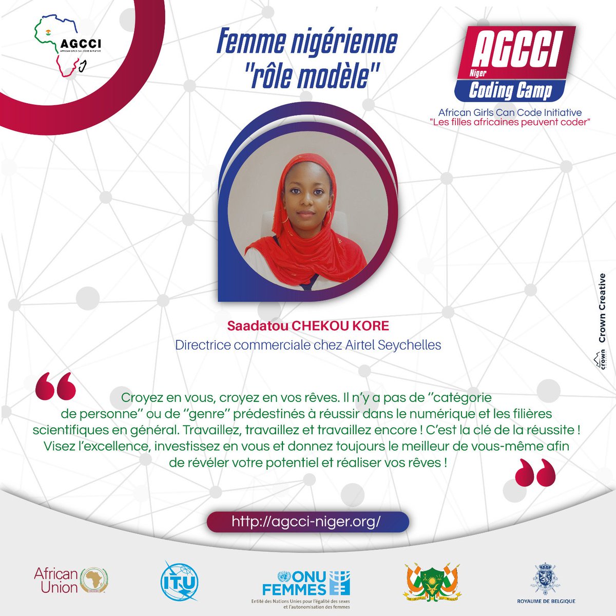 lourwana's tweet photo. #AGCCI- Rôles modèles ⤵️

👩‍💻 @SaaDatouuu , Dir Commerciale chez @airtelsesel encourage les jeunes filles à embrasser le domaine des STEM/TIC pour faire avancer la science 🔬 💻📱au Niger🇳🇪 et diminuer le gap du genre . 
#AfricanGirlsCanCode #AGCCI 
#DigitalLiteracy #GirlsInICTNE https://t.co/nHXEw32gDX