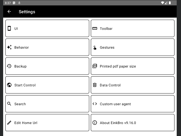 einkbro's tweet photo. v9.16.0 is released with re-designed Setting pages. https://t.co/DhBc20SwO5