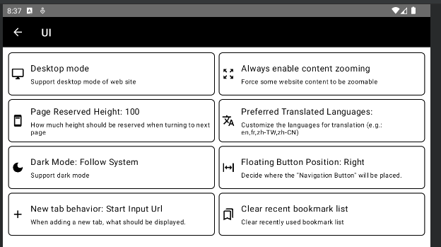 einkbro's tweet photo. v9.16.0 is released with re-designed Setting pages. https://t.co/DhBc20SwO5