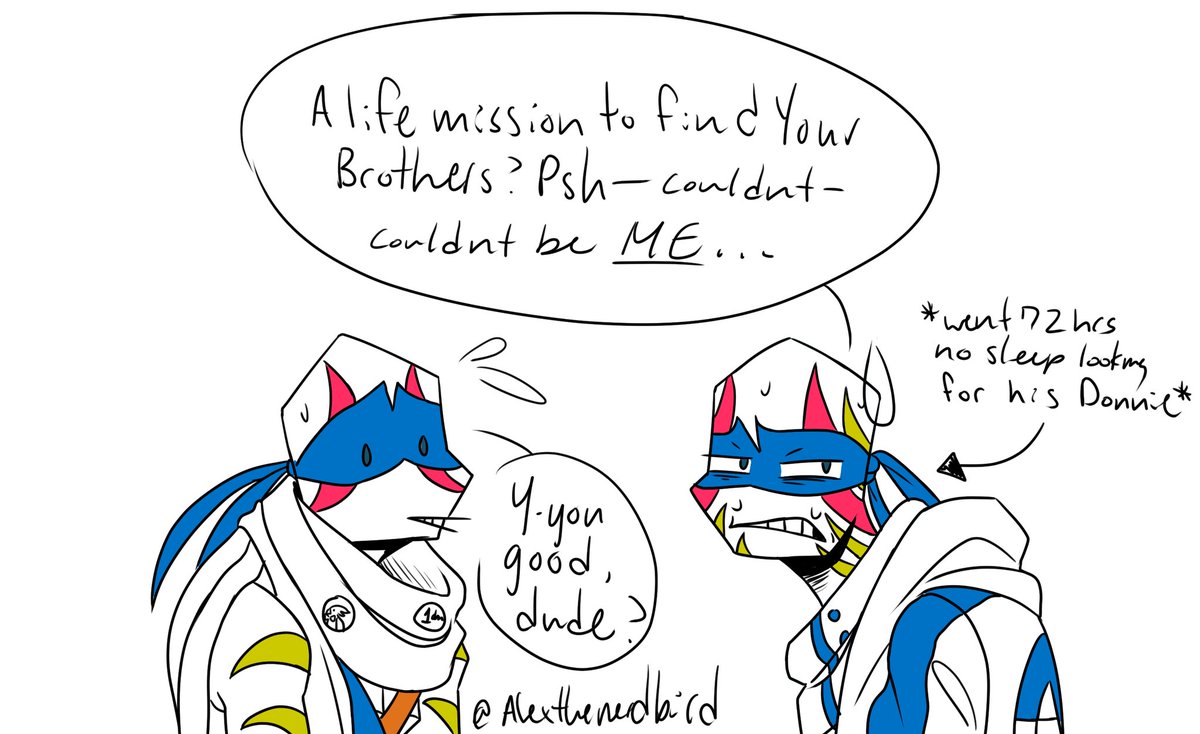 AlexTheNerdBird's tweet photo. Crossovers? Absolutely LETS GO—
#dystopiaau #extendedfamilyau #efau #rottmnt #SaveRiseoftheTMNT #UnpauseRiseoftheTMNT #rottmntfanart https://t.co/MmKmyN4vPP