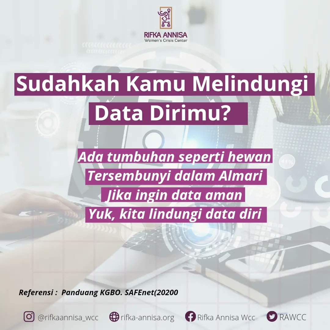 RAWCC's tweet photo. Sudahkah kamu melindungi data dirimu?
Yuk, ikuti tipsnya!
#rifkaannisawcc #nonviolence #kgbo #keamanandigital https://t.co/NzTvCymQuy