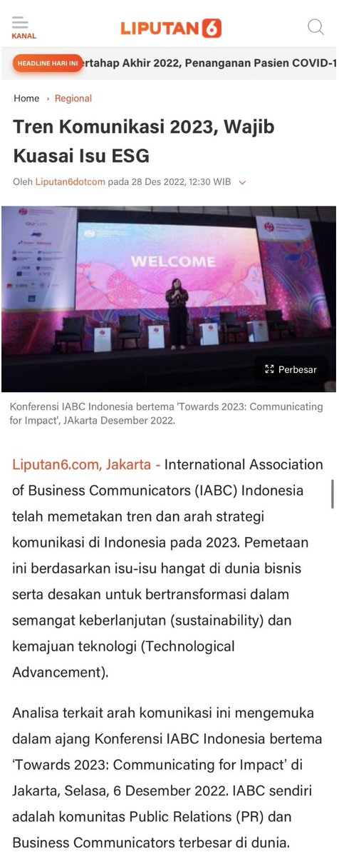 What’s the communication trend in 2023? Elvera N. Makki (<a href="/vera_makki/">Vera Makki</a>) President IABC Indonesia shared with Liputan6.Com

Read More :

liputan6.com/regional/read/…

 #iabc #iabcindonesia #iabcindonesiaconference #liputan6 #newscoverage