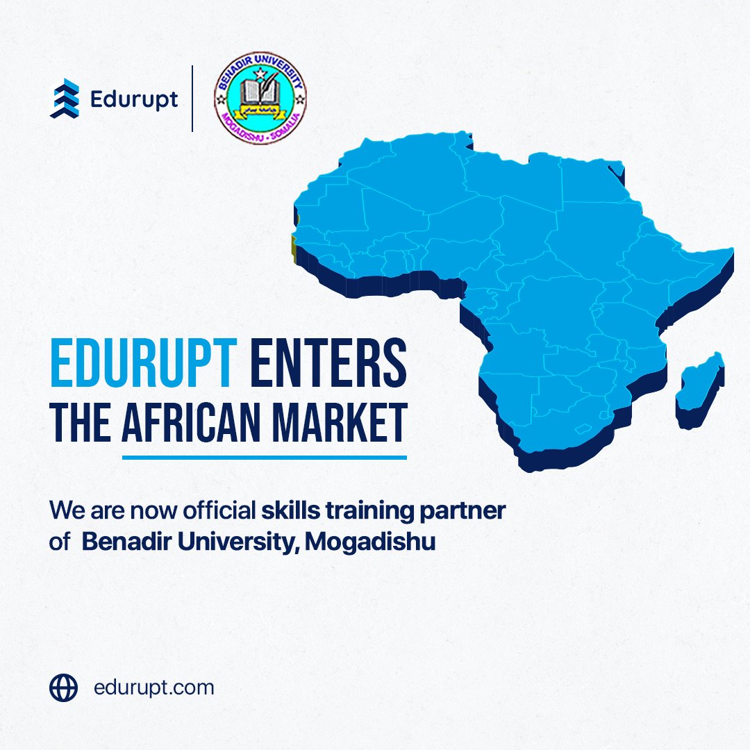 eduruptofficial's tweet photo. Edurupt has officially signed an agreement with Benadir University, Mogadishu to offer Digital Marketing courses to their students!

#digitalmarketing #students #university #somalia #abroadeducation #internationaluniversity #partnership #edurupt https://t.co/sj3HPQScAq