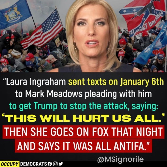 TonyHussein4's tweet photo. Cassidy Hutchinson told J6 Committee that Mark Meadows burned documents a dozen times during the transition period. Meadows, Sean Hannity and Laura Ingraham of Rupert Murdoch’s Fox News exchanged texts on Jan 6th. https://t.co/7GNZQBWAZR