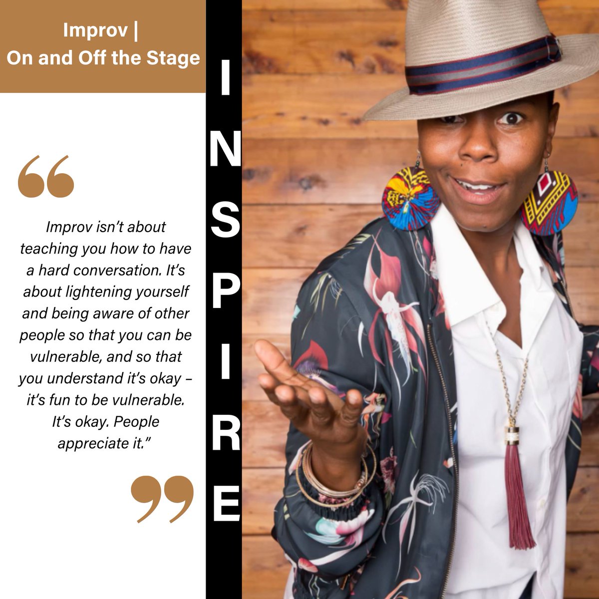 Stott founded Improv | On and Off the Stage to help performers and non-performers integrate improvisational skills into their lives so that they can become better communicators, more empathetic, and more grounded.