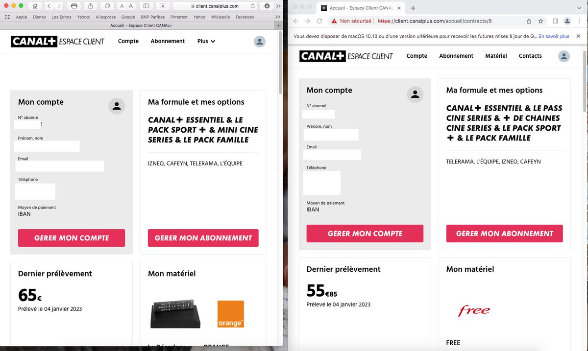 fabrice_k's tweet photo. Merci @canalplus de faire 2 poids 2 mesures avec 10€ de plus pour moins de services dans la même famille, de ne pas respecter la loi Chatel qui permet de résilier pour augmentation de tarif jusqu'à 4 mois après la lettre de notification et de prendre ainsi ses abonnés en otages. https://t.co/7QtnZ6ldbT