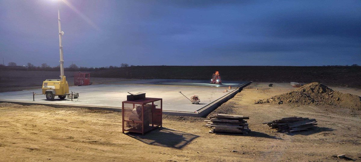 beckexcavating's tweet photo. Another storage facility we had the pleasure of working on was 41st Street Storage in Spirit Lake. Working later in the year sometimes requires a little extra light! #construction #constructionseason #concrete #41ststreetstorage #grateful #thankful #light https://t.co/chGmfh1QDW