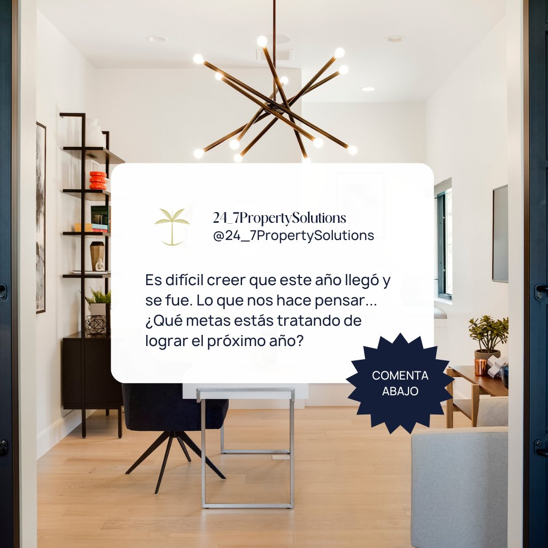 24_7propertysol's tweet photo. 'Año Nuevo. Metas más grandes”.
NUESTRAS METAS PARA 2023:
- Lograr un mayor crecimiento. 
- Crear planes de capacitación.
- Crear más alianzas estratégicas para beneficio de nuestros clientes.
- Crear un plan para dar prioridad a factores como el impacto ecológico. https://t.co/yXFWnfXeDV