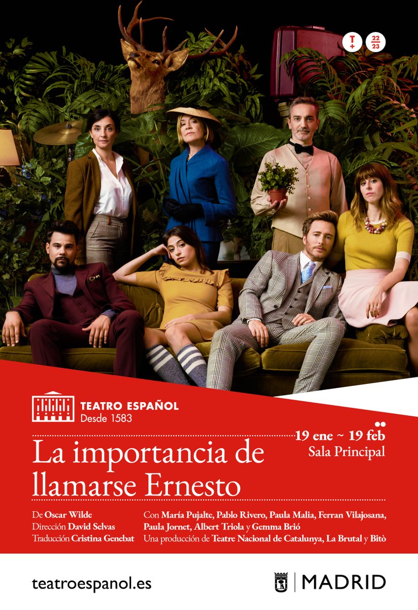 TeatroEspanol's tweet photo. Desde el 19 de enero, 'La importancia de llamarse Ernesto', una deliciosa obra maestra. https://t.co/2r7kD28sKL
Dir. #DavidSelvas.
Con @pujaltemaria #PabloRivero @paula_malia_ @Ferran_VS #PaulaJornet @Alberttriola y @gemmabrio
@teatrenacional @labrutal @bitoprod https://t.co/kubHFXj4Nz