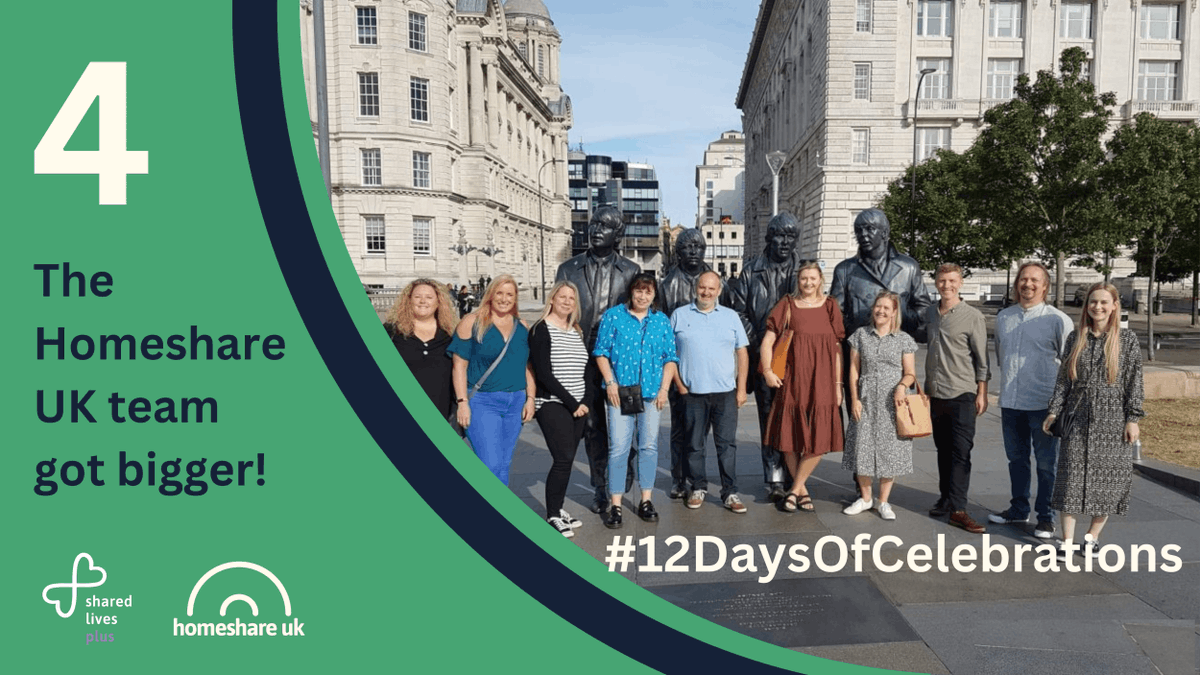 SharedLivesPlus's tweet photo. #12DaysOfCelebrations We've been reflecting on some 2022 celebratory moments from us and our members. During 2022 the @Homeshare_UK team got bigger and launched a social franchise offer alongside delivering Homeshare in #Merseyside and the #NorthEast https://t.co/n2agSzYz4I