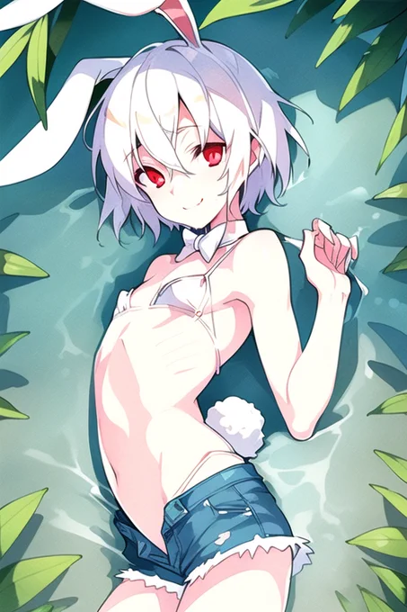 #好きな画像を貼って4人指名していくリレー    FOX HOUNDさん()から、バトン来ました。ありがとうございます。 アンカーですいません。  画像は白ウサギ少年ショーパン南国ビキニ(渋滞)。 ショタビキニは至高。  呪文はALTに。 #AIイラスト #AIArt #anythingv3