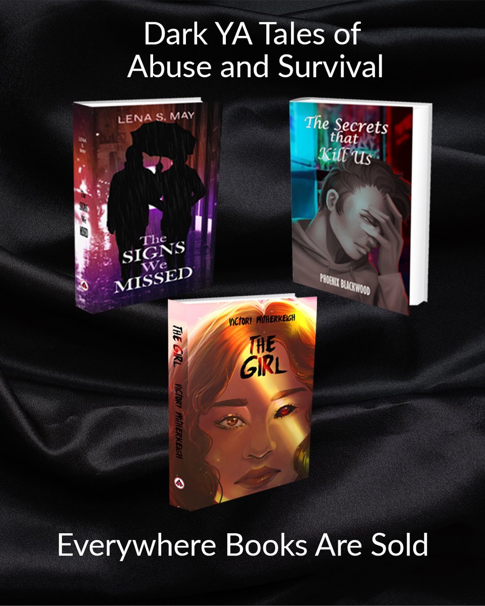 CinnabarMothPub's tweet photo. Dark #YA tales of abuse and survival
The Sings We Missed by Lena (@Lena_S_May)
The Secrets That Kill Us Phoenix (@NixBlackwood)
The Girl by Victory (@witherkeigh)
Order now https://t.co/Kw2JgTs4e8 https://t.co/IUjln6UUWd