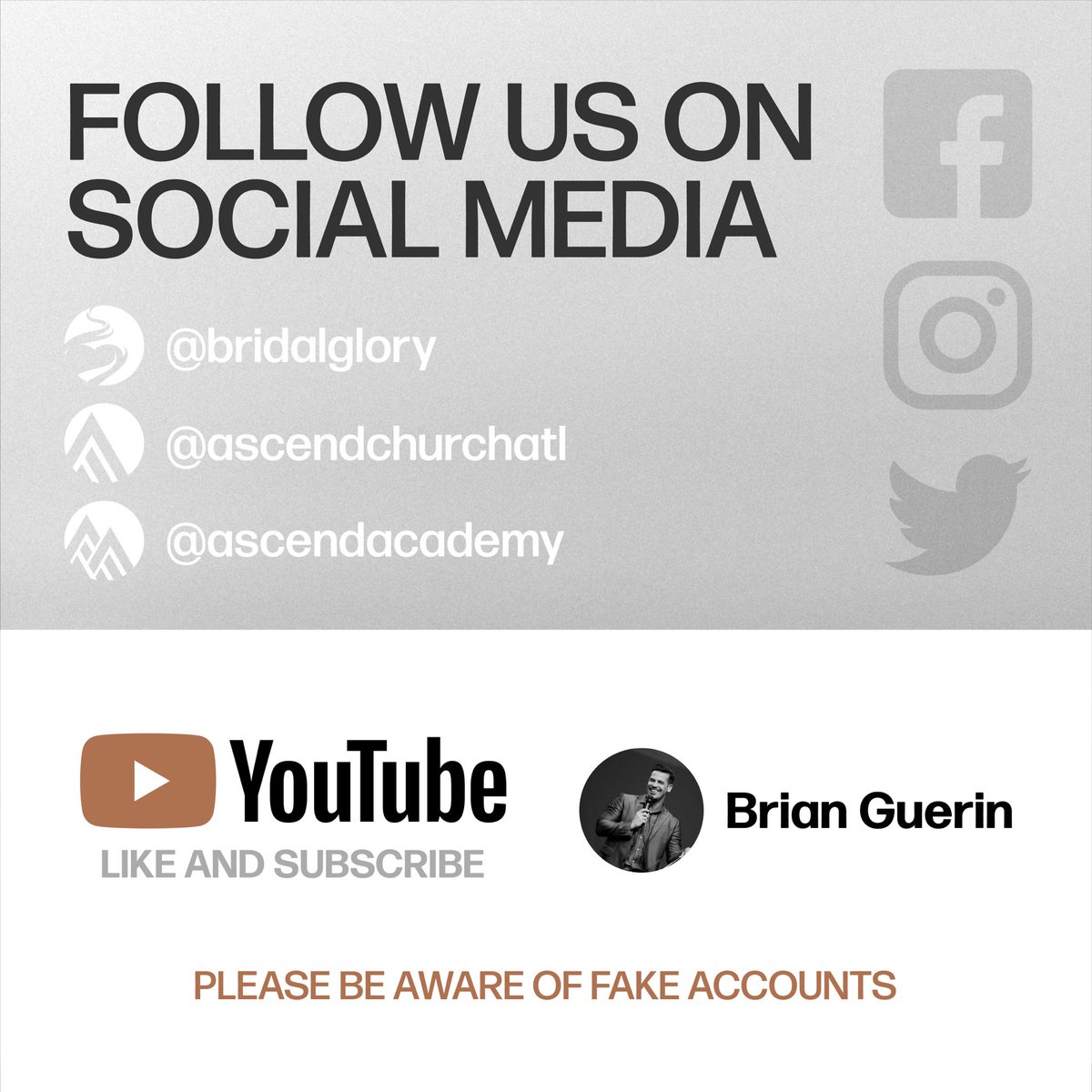 Check out our Podcast Channel for the latest teachings and messages ❤️‍🔥🌪📖
Hope this will be a blessing to you all!

bridalglory.com/podcasts

You can also subscribe to our YouTube channel and follow us on our social media platforms
<a href="/BridalGlory/">Brian Guerin</a> 
<a href="/ascendchurchatl/">Ascend Church</a> 
<a href="/ascendacademy_/">Ascend Academy</a>