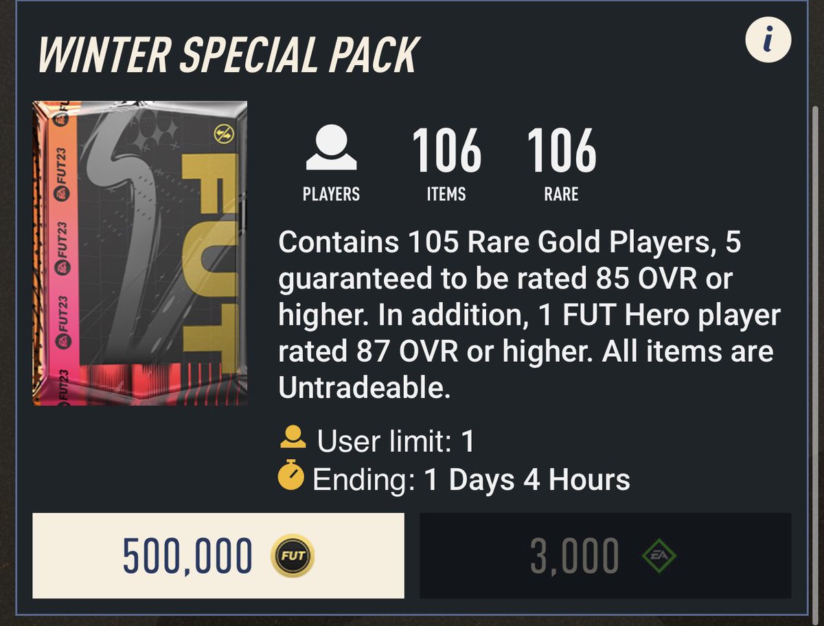 500k pack still going 🎢 

Who wants to open this still? 👀

I got some of you today with #FIFA23 points to open it ❤️