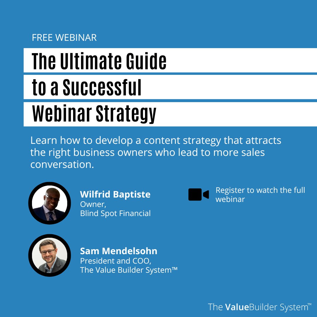 ValueBuilderSys's tweet photo. Hosting webinars can be daunting. Choosing the right topic is challenging and getting people to show up is even more difficult. Many advisors deem the strategy a failure. But it’s a fallacy to think you need hundreds of attendees to be successful. https://t.co/OGPP93jkoo