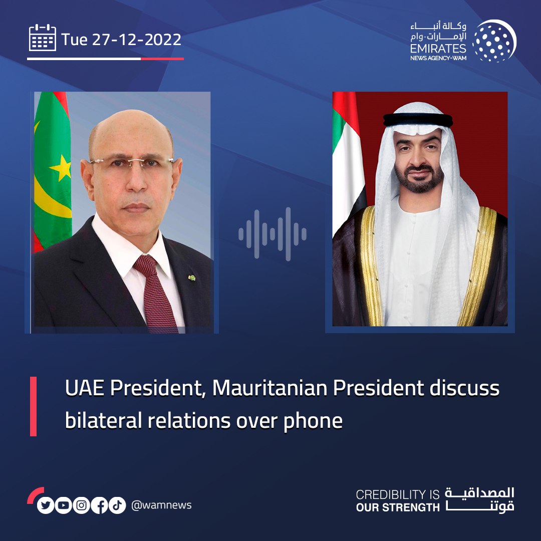 The two Presidents had a conversation about the closeness of the bilateral ties that exist between the two sister nations and how those ties might be strengthened for everyone's benefit. #UAE #Mauritania #MbZ