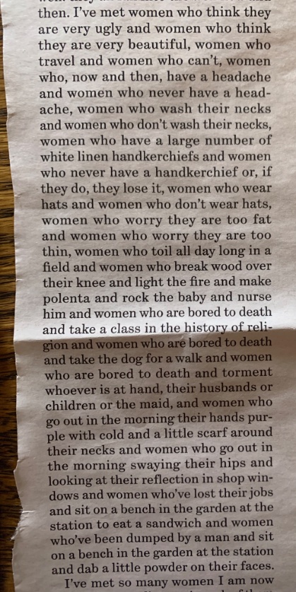 This Natalia Ginzburg sentence, nested in an essay, is almost a short story