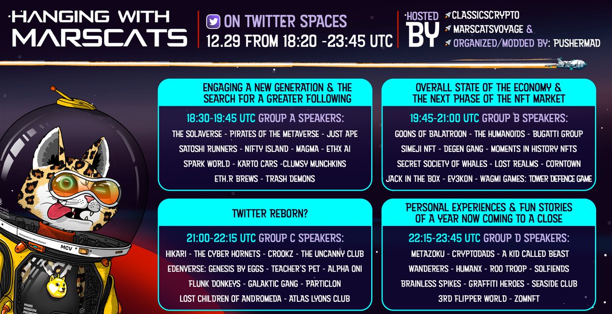 The countdown to the end of the year is on and we're finishing strong with a MASSIVE Spaces. 

You don't want to miss this! 50+ NFT projects and so many #Giveaways 

We'll be talking about the markets, BTC, ETH, SOL, and the BULLS 🔥

Link: x.com/i/spaces/1zqKV…

#NFT #NewYear