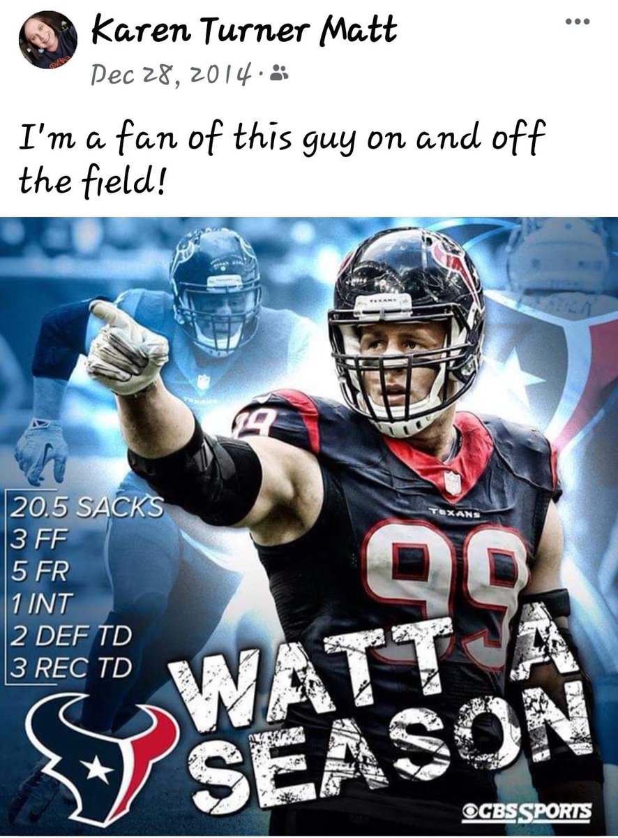 Look what showed up in today's FB memories! Thank you, JJ, for being an excellent player, humanitarian, and role model! Wishing you all the best! #jjwatt
