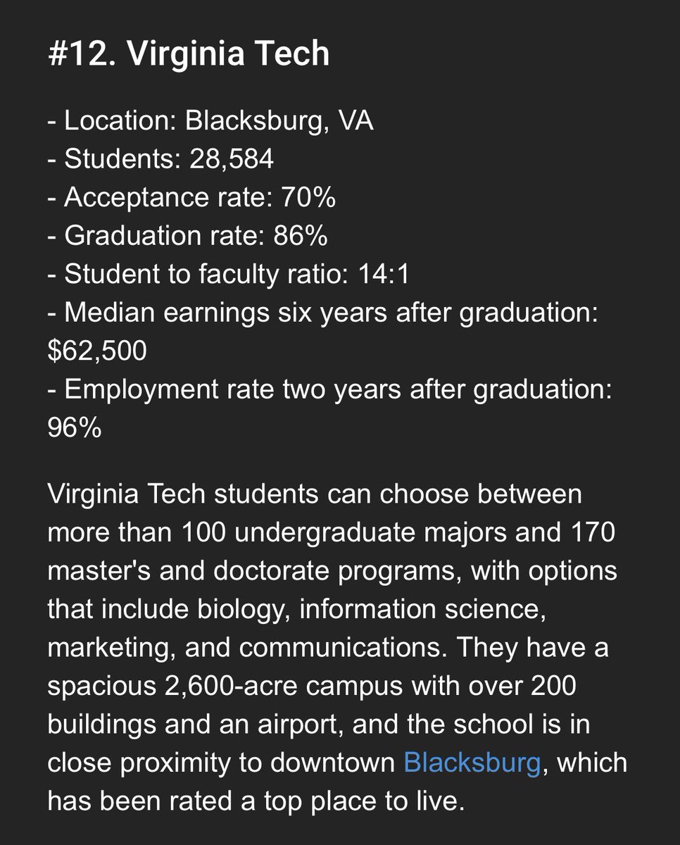 hokiejoe3's tweet photo. VT the #12 public college in USA according to this #Hokies https://t.co/T3fhgUZa8w https://t.co/KAauXS60fh