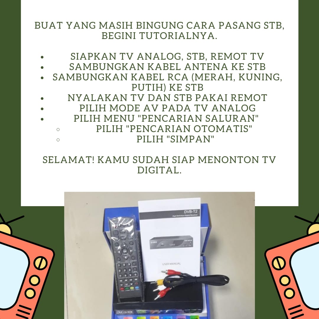 Cara pasang #STBcolokPakai di TV itu mudah guys. Kalau masih belum paham bisa ikutin tutorialnya nih. Jangan lupa beritahu ke keluarga, teman, tetangga yang masih bingung cara pasangnya ya