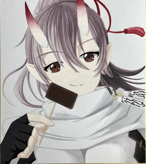 #今年描いた絵を振り返る その2今年は、数年ぶりにアズールレーンのリアルイベント(公式では無い)が、横須賀で開催され、前回と同じく参加店舗様へ、看板娘の色紙絵を描いて差し上げたです。見返り目的では無いのですが、手抜き無しが信条。今年は、ホテルハーバー横須賀様とさかくら総本家様へ。 