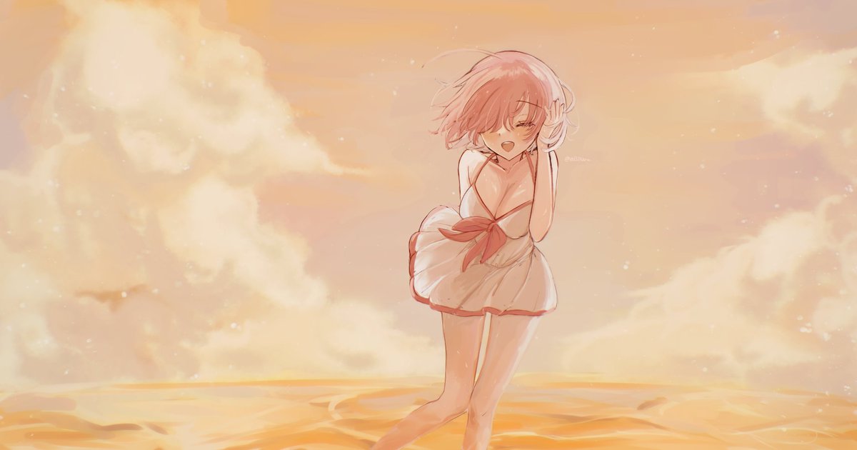マシュ・キリエライト(Fate) ,常夏の水着 「ことしは枚数こそ描けなかったけど、いろいろ挑戦できたような気がする!ということで」|はるかっぱのイラスト