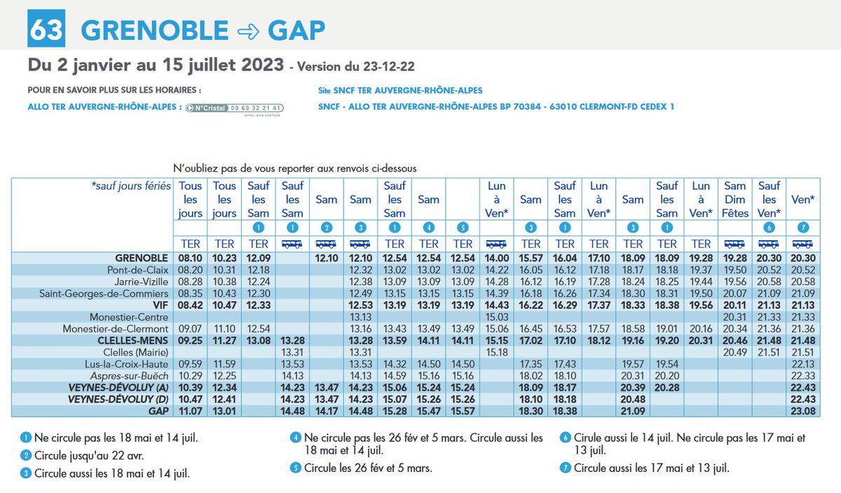 assoARDSL's tweet photo. Nouvelle fiche horaire @SNCFTERAURA pour la ligne des #Alpes à compter du 2 janvier 2023.
@SNCFReseau a repris les tracés des trains reliant @VilledeGrenoble à #Clelles, avec suppression des ralentissements. Gains de temps de l'ordre de 5 à 8 mins https://t.co/7A2hAyVoKp