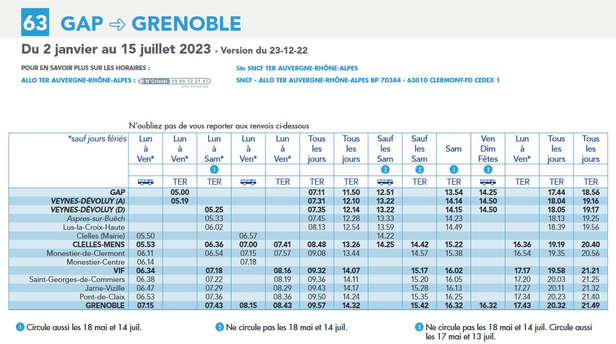 assoARDSL's tweet photo. Nouvelle fiche horaire @SNCFTERAURA pour la ligne des #Alpes à compter du 2 janvier 2023.
@SNCFReseau a repris les tracés des trains reliant @VilledeGrenoble à #Clelles, avec suppression des ralentissements. Gains de temps de l'ordre de 5 à 8 mins https://t.co/7A2hAyVoKp