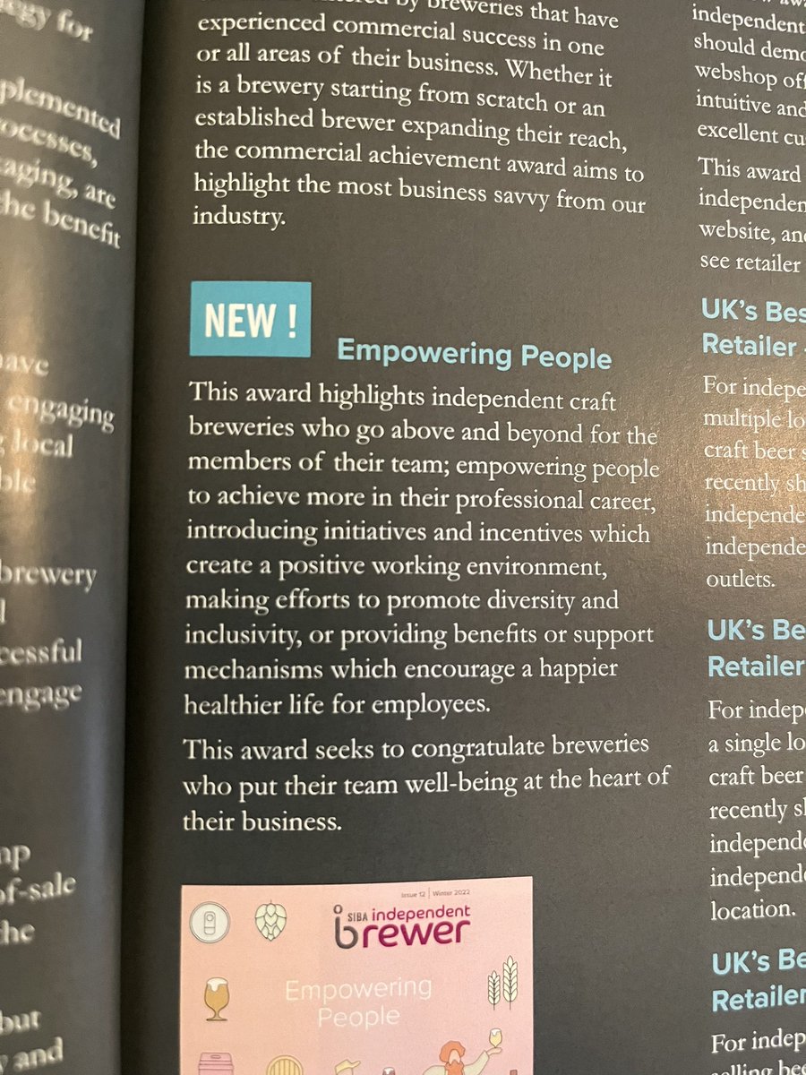 Loving the graphic cover on the issue of <a href="/sibaIndeBrewer/">SIBA Independent Brewer Magazine</a> landing on door steps today, highlighting the new SIBA Business Awards “Empowering People” award.