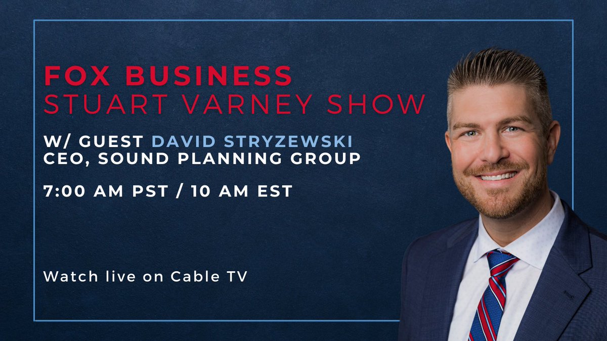 DavidStryzewski's tweet photo. I will be LIVE on Stuart Varney Show (FOX Business) today at 7 am PST / 11 am EST to discuss current market events.  You can watch on cable TV.

#FoxBusiness #StuartVarney @Varneyco @FoxBusiness https://t.co/SUFnlVar6K