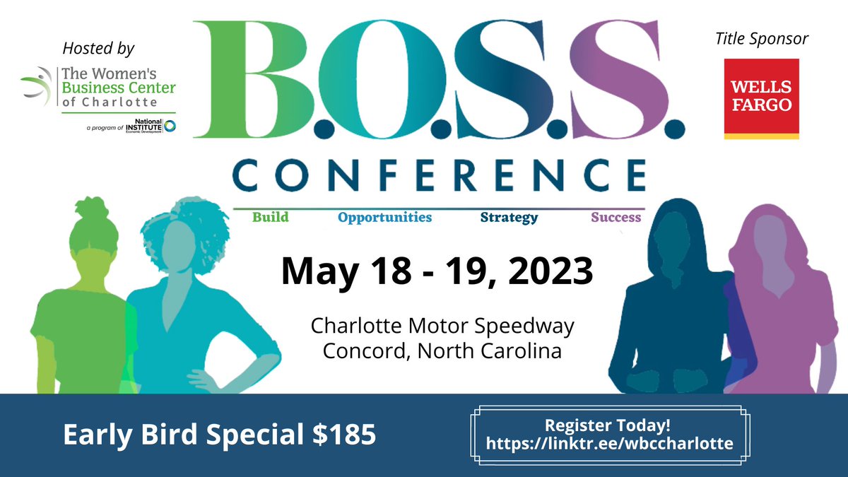 WBCCharlotte's tweet photo. Get your Early Bird ticket for WBCC 2023 B.O.S.S. Conference on May 18-19, 2023!
Click link in bio for more information and register today...https://t.co/m6UpHAHmzH
#bossconference #bossconference2023 #wbccharlotte #womenownedbusiness #cltbiz #cltbizwomen #minoritybusinessowner https://t.co/Ps0DT5vNrq