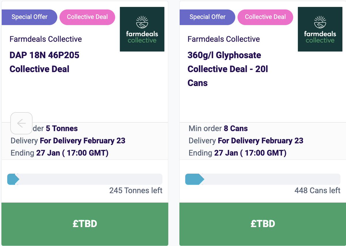 The powerful new "Collective Deals" feature <a href="/Farmdealsag/">Farmdeals.ag</a> bundles the buying power of our 2,000+ farmer members.

Launch Deals are now live. What do you need for February delivery?

Sign in/up to see current "Collective Deals" in your postcode area farmdeals.ag🤝📈😊