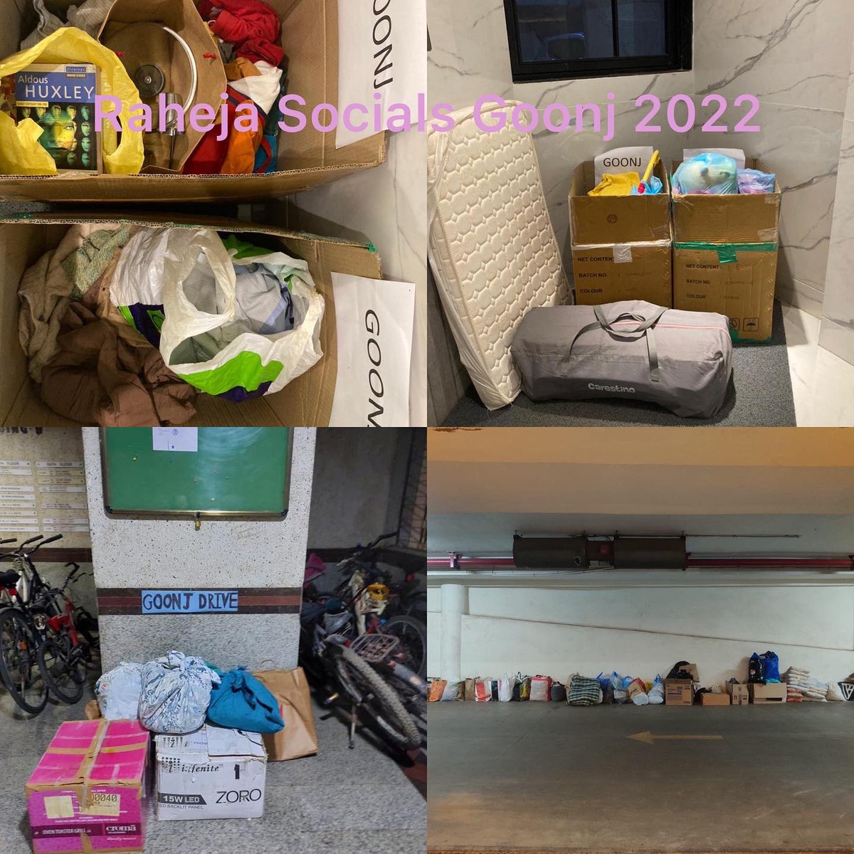 4th RV <a href="/goonj/">GOONJ</a> drive in rahejavihar held frm 14th till 16th oct. 3fully loaded trucks helped to someone somewhere in need. Thanks <a href="/rahejavihar/">Raheja Vihar</a> residents for this gesture🙏🏻