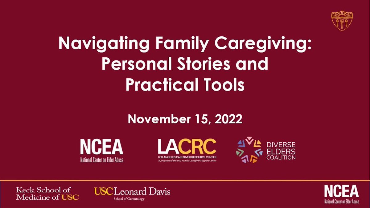 The NCEA, the LACRC, and the Diverse Elders Coalition with an esteemed panel of authors, caregivers, and practitioners summoned for a panel discussion to celebrate National Family Caregivers Month. 
Access the webinar recording here: bit.ly/3UM1Q74